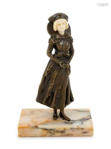 A Continental Bronze Figure Height 7 1/2 inches.
