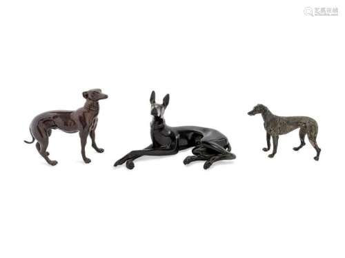 Three Continental Bronze Models of Dogs