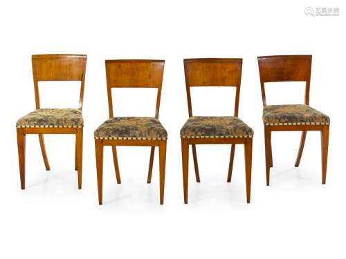 A Set of Four Biedermeier Birch Dining Chairs Height 34