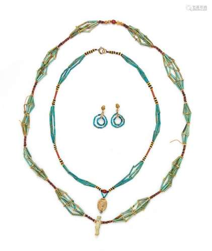 An Egyptian Faience Beaded Necklace with a Faience