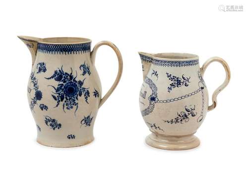 Two Staffordshire Enameled Pearlware JugsÂ