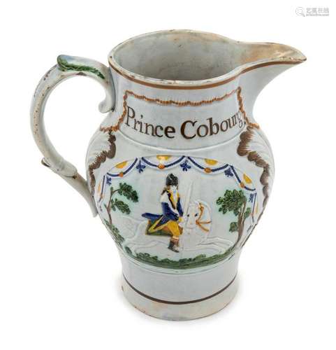 A Staffordshire Prattware Commemorative Jug