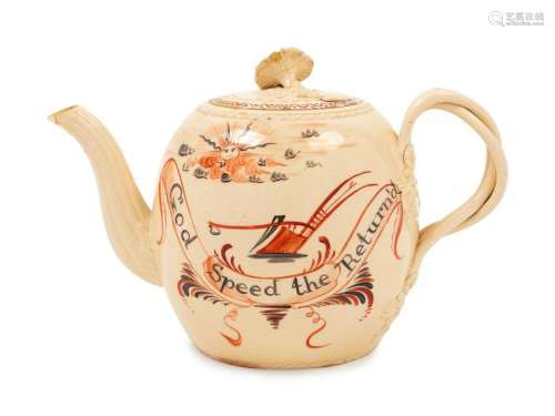 A Leeds Creamware Teapot