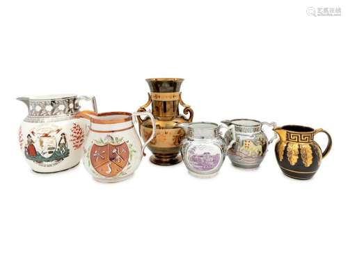 Six English Lusterware Ceramic Articles