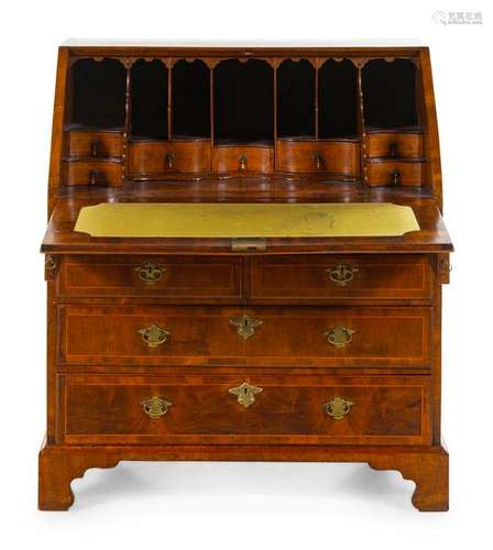 A George II Walnut Slant-Front Bureau