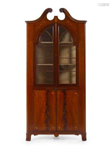A George III Style Mahogany and Marquetry Corner