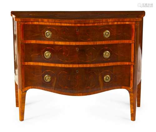 A George III Style Mahogany and Marquetry Chest of