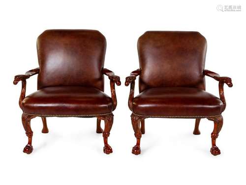 A Pair of George III Style Mahogany Armchairs