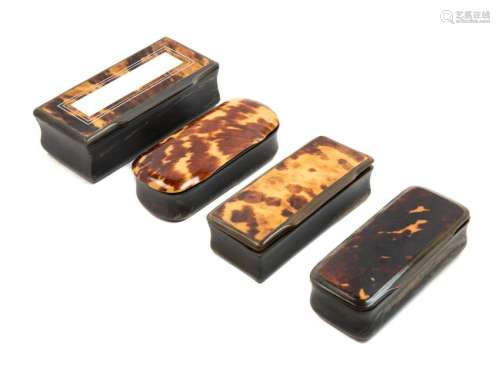 Four Carved Horn and Tortoise Shell Inlaid Snuff