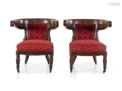 A Pair of William IV Mahogany Armchairs