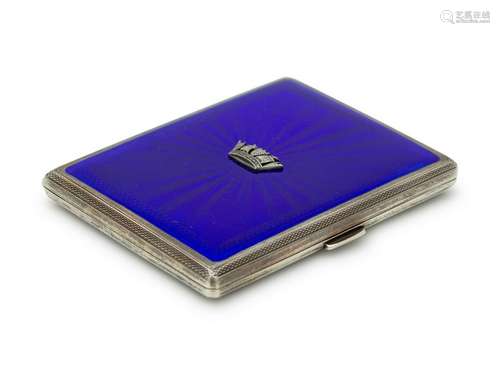 An English Enameled Silver Cigarette Case