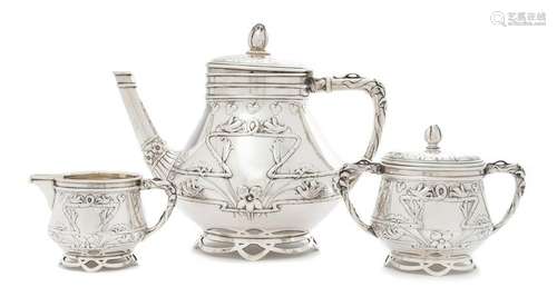 An Austrian Silver Three-Piece Tea Service