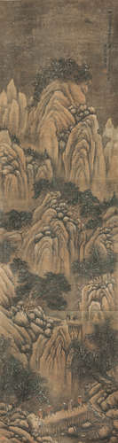 蓝 瑛(1585-1664) 松荫策杖 设色 绢本立轴