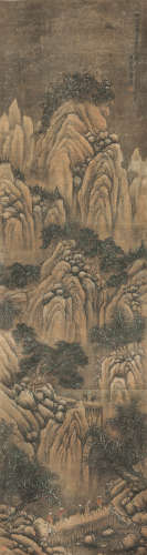 蓝 瑛(1585-1664) 松荫策杖 设色 绢本立轴