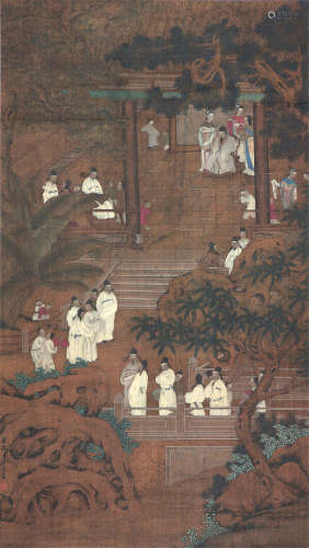 唐 寅(1470-1524) 游春图 设色 绢本立轴