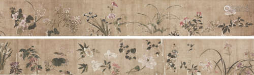 邹一桂(1688-1772) 花卉集锦 设色 绢本手卷