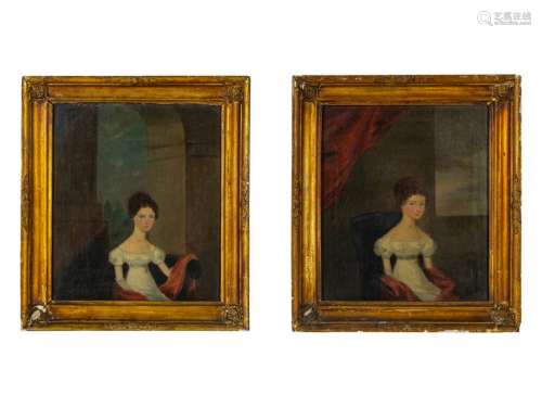 Artist Unknown (19th Century) Portraits (a pair of