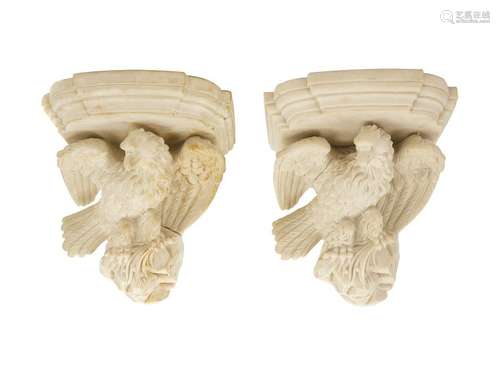 A Pair of Parianware Eagle-Form Wall Brackets