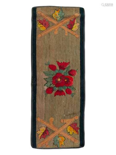 An American Rose and Leaf Decorated Hooked Rug