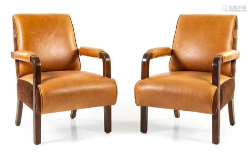 A Pair of Upholstered Pullman Car ArmchairsÂ  Height 33