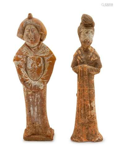 Two Chinese Painted Pottery Figures ofFat Ladies Height