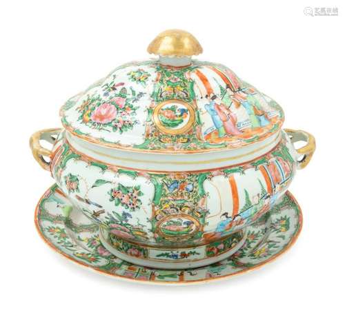 A Rose Medallion Porcelain Tureen and Underplate