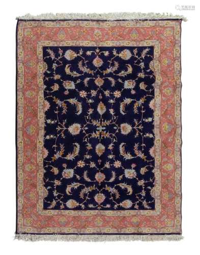 A Tabriz Raj Silk and Wool Rug 6 feet 8 inches x 4 feet