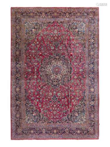 A Kashan Wool Rug 12 feet 9 1/2 inches x 8 feet 10