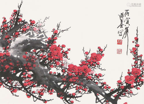 王成喜(b.1940) 红梅 设色 纸本立轴