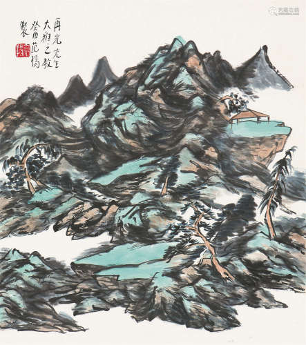 范 扬(b.1955) 幽居图 设色 纸本镜片