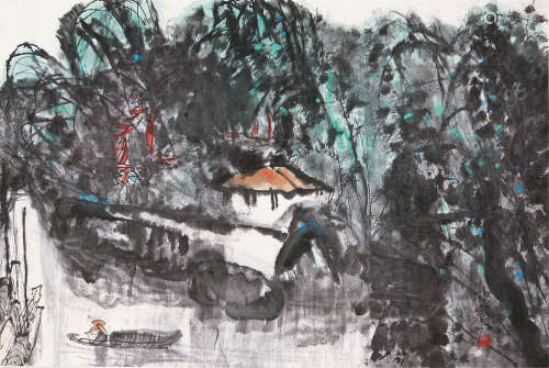 董欣宾(1939-2002) 江南春色 设色 纸本横轴