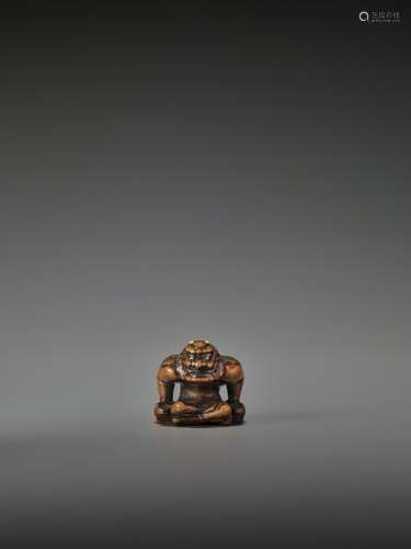 A FINE WOOD NETSUKE OF RAIJIN