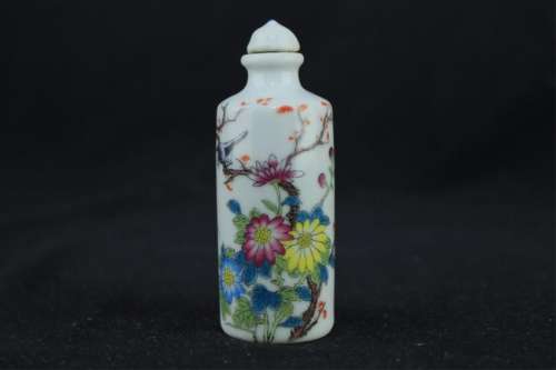Chinese Qing Porcelain Famille Rose Snuff Bottle