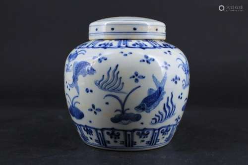 Chinese Ming Porcelain Blue&White Jar with Lid