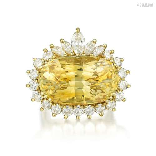 David Stern Yellow Sapphire and Diamond Ring