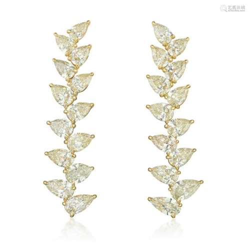 A Pair of Pear-Shaped Diamond Earrings