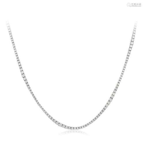A Long Diamond Tennis Necklace