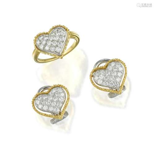 Gianmaria Buccellati Diamond Heart Ring and Earrings