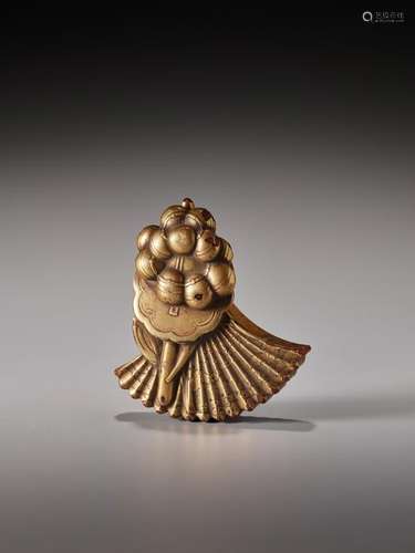 LACQUERED WOOD NETSUKE OF SAMBASO PROPS