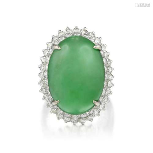 A Fine Jade and Diamond Ring