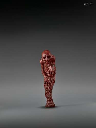 GEORGES WEIL:  WOOD NETSUKE OF A FEMALE GHOST