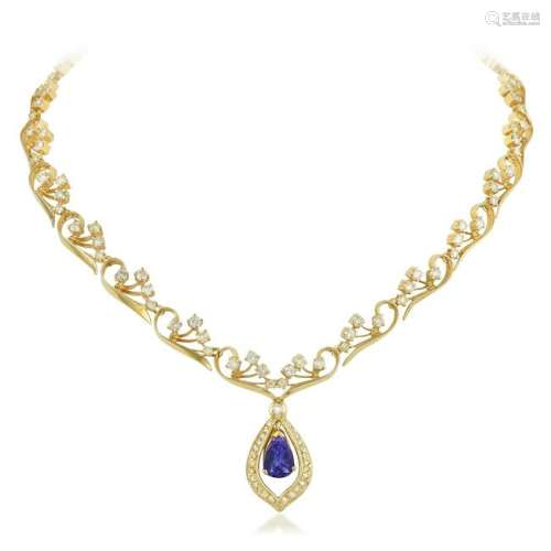 A Tanzanite and Diamond Necklace