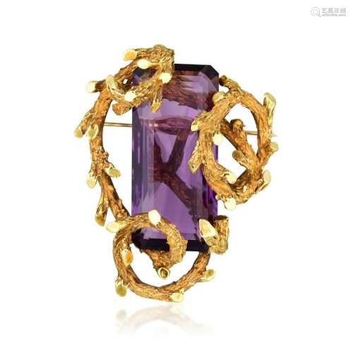 Erwin Pearl Large Amethyst Brooch