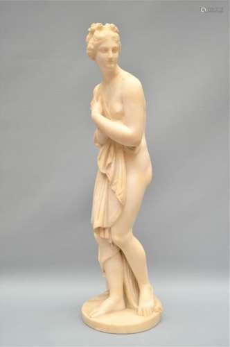 Sculpture de femme nue en marbre. Monogrammé S.A. …
