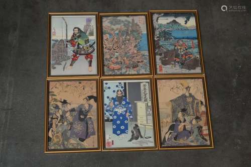 Série de 6 estampes japonaises. 34x23