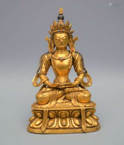 Boudha en bronze doré. Circa 18ème h:17