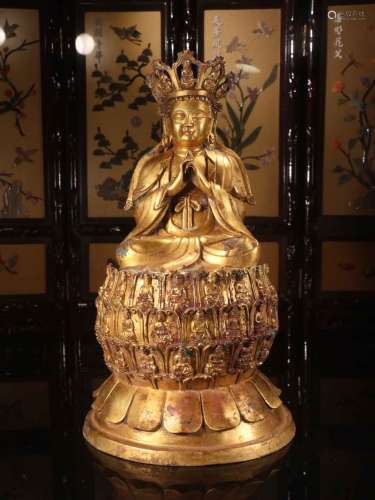 唐代铜鎏金观音造像