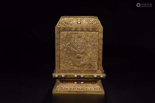 HETIAN JADE GILT BRONZE SEAL