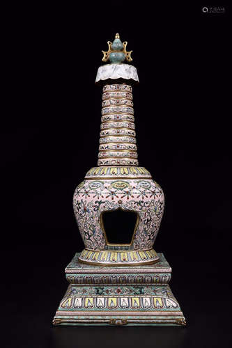 QIANLONG MARK LOTUS PATTERN PAGODA