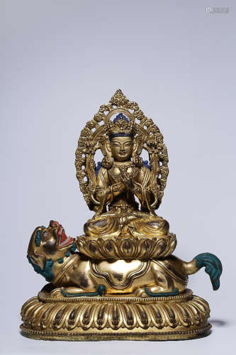 GILT BRONZE WEN-SHU MANJUSRI ORNAMENT